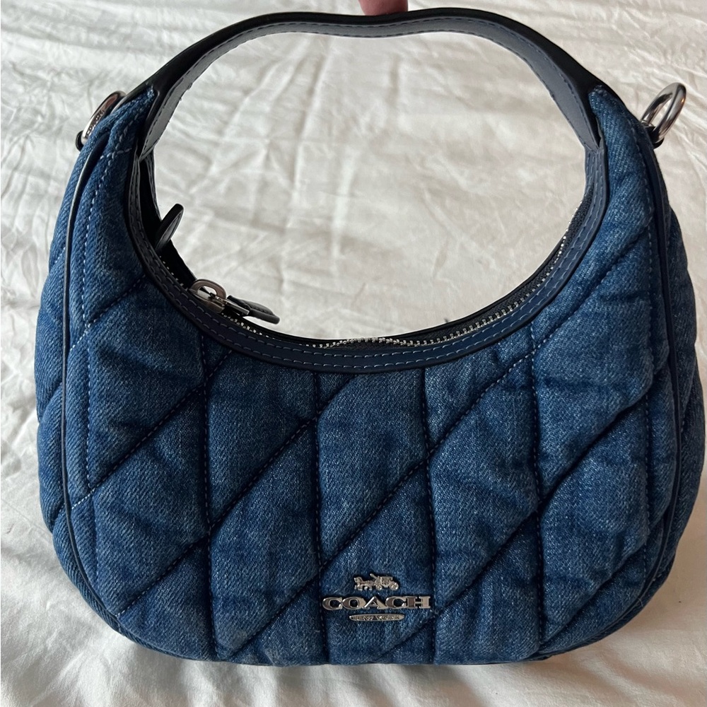 Coach Carmen Mini Denim Quilted Hobo/Crossbody Bag